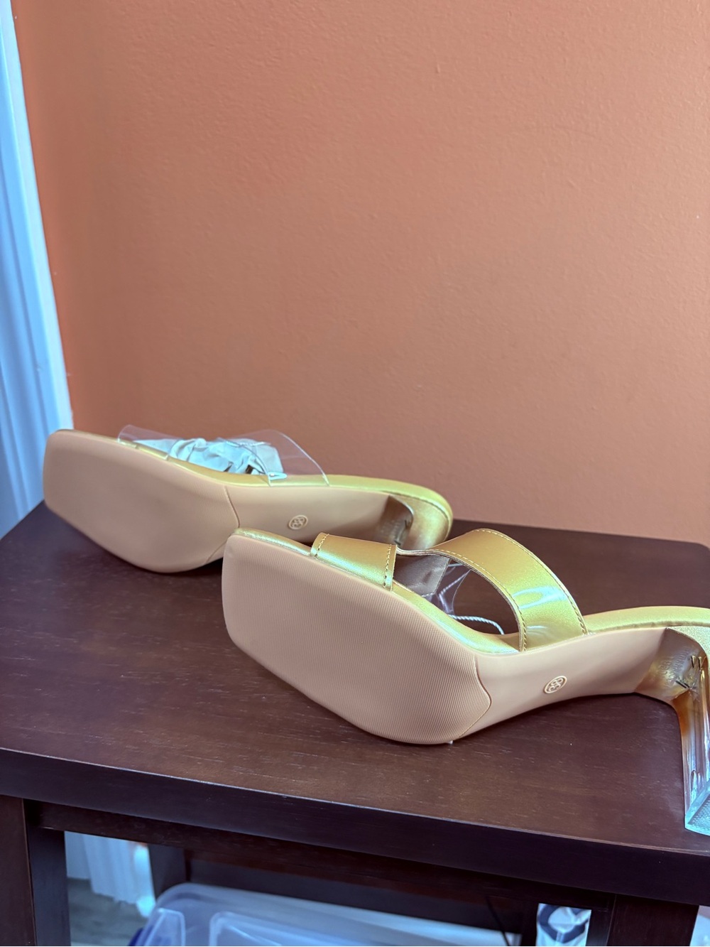 Adams Gold Metallic Clear Heel Slide Mules - Picture 6 of 6
